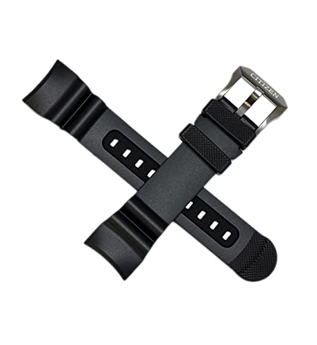 Bracelet Montre Plongée NB6004-08E Noir 24mm Polyuréthane Ondulé Boucle Titane