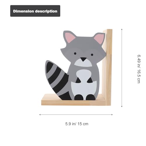 Sujetalibros de madera con forma de mapache ideal para decorar estanterías del salón y dormitorios 3
