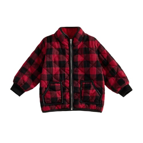 Image of Ayalinggo Toddler Baby Girls Boys Winter Warm Vest Clothes Buffalo Plaid Christmas Jacket Kids Puffer Quilted Gilet Coat
