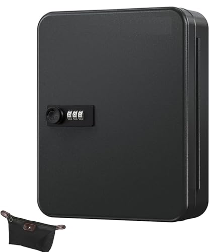 28 Position Key Cabinet with Combination Lock Wall Mount,Digital Security Storage Box Steel Key Organizer with Adjustable Racks, Office, Hotel