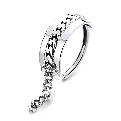 Bague femme réglable idée cadeau idéale en argent 925 style chaîne punk