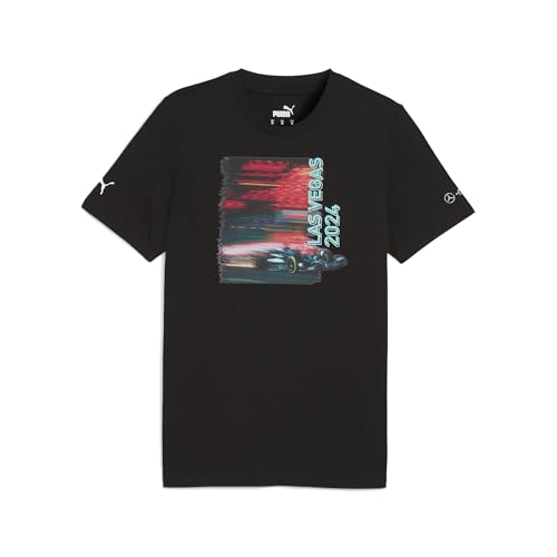 PUMA Mens Mapf1 Las Vegas Graphic Crew Neck Short Sleeve Casual Tops Casual - Black - Size XL