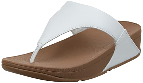 Fitflop Women's Lulu Leather Toe-Post Thong Sandals, White, 9