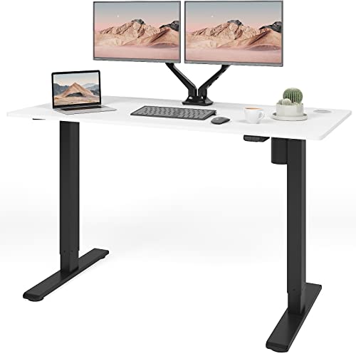 FLEXISPOT EG1 スタンディングデスク ボード付き (ホワイト, 120X60cm) スタンディングデスク 電動コンピューターデスク 高さ調節可能なゲーミングテーブル スマート自動2オプションキー付き