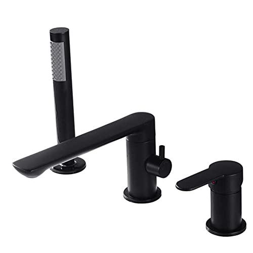 Robinet mitigeur de lavabo 3 trous laiton noir mélangeur baignoire QTANZIQI