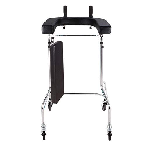 ADITAM Standard Walker Składany chodzik Lekki chodzik dla niepełnosprawnych o regulowanej wysokości z siedzeniem Czterokołowy chodzik rehabilitacyjny z siedziskiem (czarny) Double the comfort