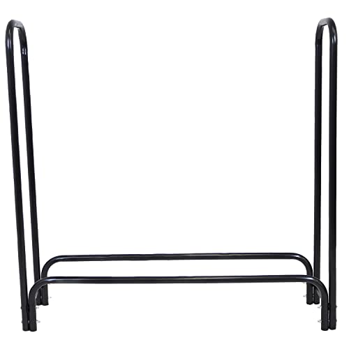 Sunnydaze 4-Foot Firewood Log Rack - Outdoor Black Powder-Coated Steel Fireplace Wood Stacker Holder - Indoor And Outdoor Metal Firelogs Storage Accessory #TOP6