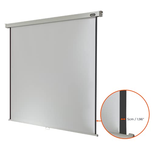 celexon Professional Rollo-Leinwand 150 | 280x280 cm 1:1 | manuell ausziehbare 4K, Full-HD Beamer-Leinwand f&uuml;r das B&uuml;ro oder Heimkino-Projektionen | Wand- & Deckenmontage/zum Aufh&auml;ngen