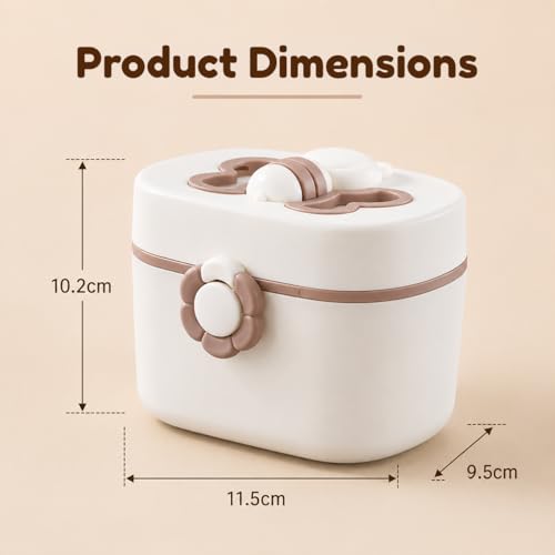 Image of StarAndDaisy Formula Milk Container for Baby Milk Powder Container with Scoop Holder, Portable Formula Dispense, Airtight First Feed Baby Food Storage Box /Container for Travel 200 Grams -Off White