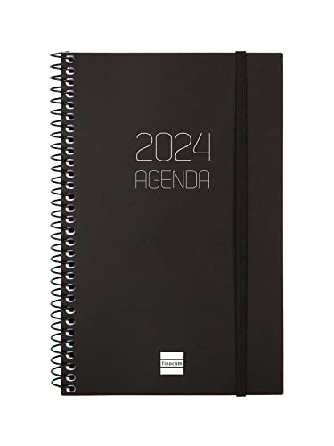 Finocam - Agenda 2024 Espiral Opaque Semana Vista Horizontal Enero 2024 - Diciembre 2024 (12 meses) Negro Internacional