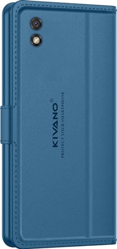 Image of KIVANO LUXE Compatible for Redmi 9A / Redmi 9i / 9A Sport Luxury Handmade Leather Magnetic Flip Folio Case | Card Holder & Kickstand | Slim Protective Cover | Unisex - Blue