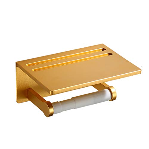 Toilettenpapierhalter Punch Freie Wand befestigte Raum-Aluminium Badezimmer Papierhalter mit Telefon-Regal Toilettenpapierhalter