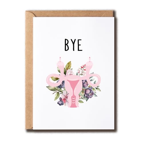 MABSDesigns Bye Uterus Card - Funny Hysterectomy Card - Uterus Flower Card - Get Well Soon Card - Menopause Card - Cancel Monthly Subscription Card