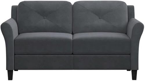 Miniatura 11 de Hawthorne Collections Sofá biplaza de tapicería duradera de microfibra de fácil montaje de transición en gris oscuro