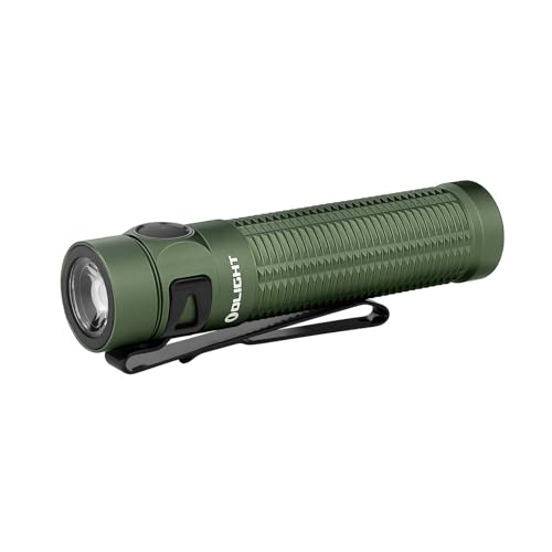 OLIGHT Baton3 Pro Rechargeable Flashlights, 1500 Lumens EDC Flashlight with MCC3, Compact Pocket Flashlight with L-Shape Stand and High-Performance LED for Camping and Emergency (OD Green Cool White)