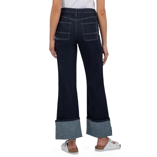 KUT from the Kloth Women's Charlotte High Rise Fab Ab Wide Leg-roll Up2