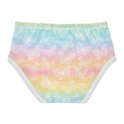 Joisal White Butterfly Pastel Rainbow Stripes Girl Panties Cute Girls Underwear Toddlers Cotton Funny Briefs Kids Undies 2t2