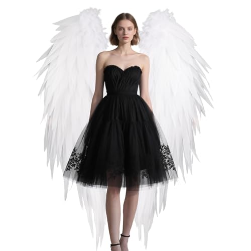 whitefeather Big Angel Wings Costume Accessory,6' Large Lightweight Fairy Wings for Adults, Halloween, Photography Prop (white-6')