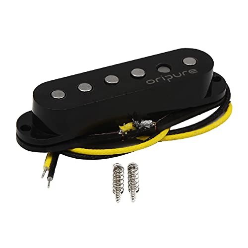 Oripure Vintage Alnico 5 Staggered Single Coil Pickups Guitar Middle Pickup Black Cover #TOP1