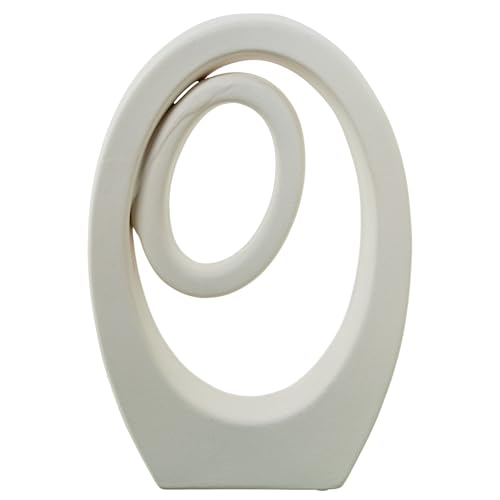 Figura Astratta in Ceramica Tono Crema Ruvida Medidas: 22x9x34cm