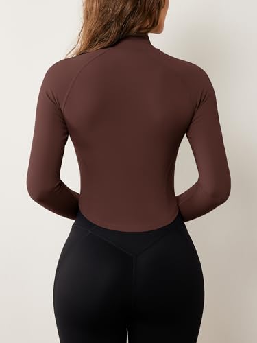 Image of AVGO Women's Workout Jacket Lightweight Zip Up Cropped Yoga Jackets Slim Fit Athletic Tops with Thumb Holes