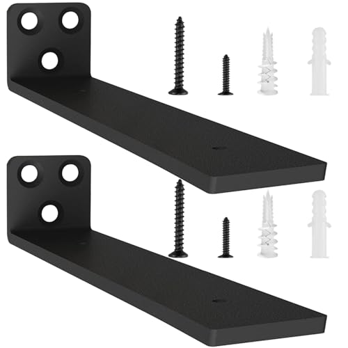 2 Stücke Regalhalterung Regalträger 30cm, Schwerlast L Regalwinkel mit Befestigungsschrauben für Wohnzimmer | Büro| Küchen, Tragkraft 75 KG (Schwarz) 12in