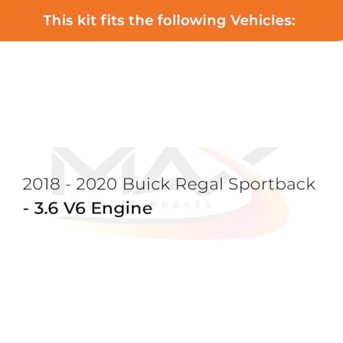 Image of Max Advanced Brakes Front Brake Kit Compatible With 2018 2019 2020 Buick Regal Sportback w / 3.6 V6 Engine Replacement Premium OE Disc Brake Rotors and Ceramic Brake Pads