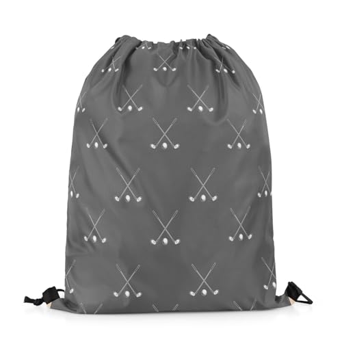 Castle Fairy Golf Sports Waterproof Drawstring Bag,Modern Ball Gaming Backpack for Shopping Travelling,Simple Dark Grey Sackpacks Gym Pack