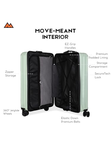 Image of Move-Meant Set of 2 ROAMIFY Small & Medium Check-in Suitcase | 55 Cm & 66 Cm | 360 Degree 8 Wheels Number Lock Polycarbonate HPS Green Trolley Bag | Luggage for Travel - Pack of