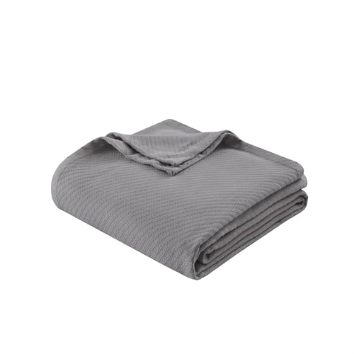 Image of Madison Park Liquid Cotton Luxury Blanket Premium Soft Cozy 100% Ring Spun Cotton For Bed , Couch or Sofa, Full /Queen, Gray