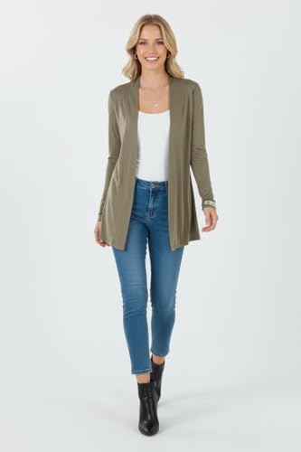 Image of ToBeInStyle Womens Open Front Long Sleeve Lightweight Asymmetrical Draped Cardigan with Side Pockets