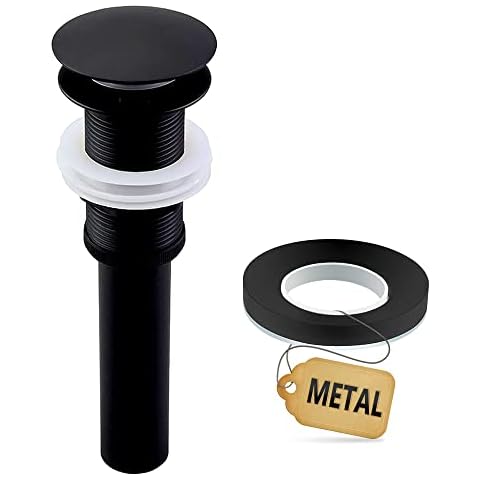 Yodel Pop Up Drain Stopper and Mounting Ring for Bathroom Glass Vessel Sink Bathroom Sink Drain without Overflow Matte Black Cover