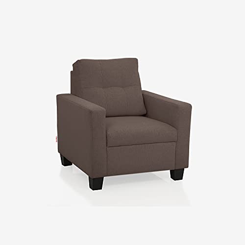 Image of Duroflex Ease - 1 Seater Sofa | Premium Fabric, High Comfort Foam, Durable Wood Frame & Easy Maintenance | 3 Year Warranty | Single Seater Sofa for Living Room - Dark Saddle Brown