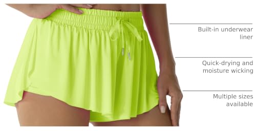 Image of Flowy Athletic Shorts for Women Running Tennis Butterfly Shorts Girls 2-in-1 Double Layer Quick-Drying Comfy Shorts