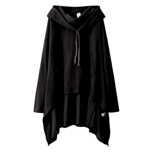 JiXiang Oversized Hoodies Women Goth High Low Halloween Sweatshirt Asymmetrical Hem Long Sleeve Drop Shoulder Cowl Neck Tops - image 4
