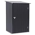 Outsunny 3.3' x 3.4' Outdoor Storage Shed, Galvanized Metal Utility Garden Tool House, Lockable Door for Backyard, Bike, Patio, Garage, Lawn, Dark Gray
