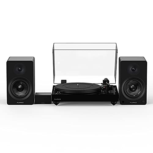 Fluance Reference RT82 High Fidelity Vinyl Turntable (Piano Black), PA10 Phono Preamp and Ai41 Powered 5" Bookshelf Speakers (Black Ash), Ortofon OM10 Cartridge, 90W Class D Amplifier, Bluetooth