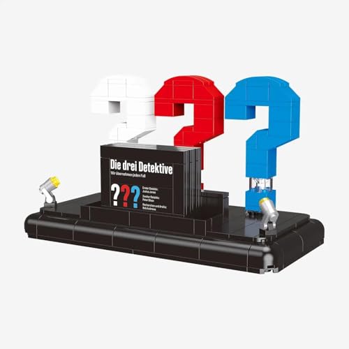 BlueBrixx Pro 109592 - Die DREI ??? 3D-Logo mit Visitenkarte - Klemmbausteine für Erwachsene - 200 Teile