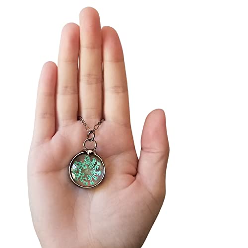 Bayou Glass Arts Handmade Teal Queen Anne's Lace Necklace for Women Real...