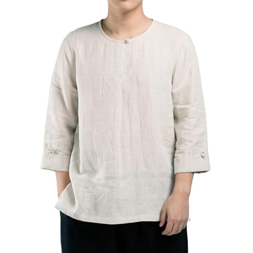 Chemise 7/10 en lin style chinois pour homme élégant et léger