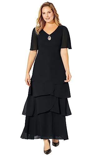 Catherines Women's Plus Size Tiered Chiffon Maxi Dress