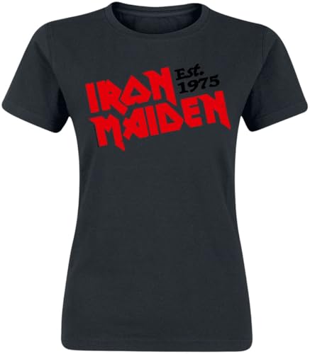 T-shirt Iron Maiden femme noir manches courtes vêtements rock metal régulier