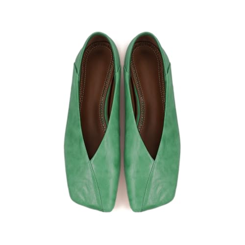 Fandimeier Women's Leather Ballet Flats Squared Toe Comfortable Dressy Slip On Walking Shoes for Casual Work3