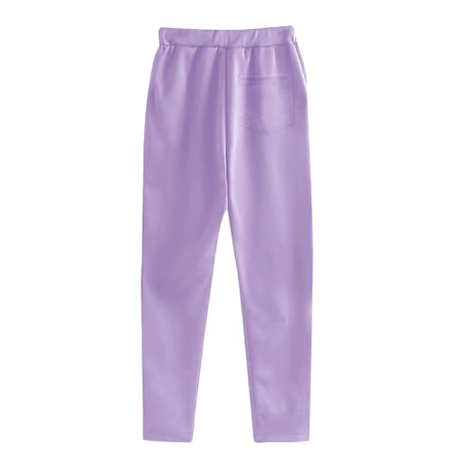 Youth Girls Warm Straight Sweatpants Elastic Waist Solid Color Stretchy Athletic Pants Kids Girls Soft Trendy Trousers2