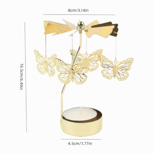 Miniatura 7 de 4everhope Regalo De San Valentín Para Mujeres, Portavelas Giratorio, Portavelas Giratorio Dorado Para Cumpleaños, Día De La Madre, Bodas, Decoración De Mesas Para Fiestas Butterfly