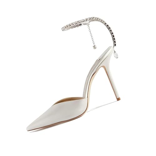 KVWSXD Tacos Altos de Boda para Mujer Cadena de Cristal Hebilla de Pedrería Aguja Sandalias de Punta Cerrada Zapatos de Fiesta Vestido de Noche KVWSXD Tacos Altos de Boda para Mujer Cadena de Cristal Hebilla de Pedrería Aguja Sandalias de Punta Cerrada Zapatos de Fiesta Vestido de Noche