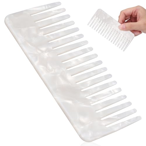 Peine de dientes anchos antiestático blanco miniatura 1