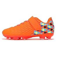 Joybut Soccer Cleats for Kids & Youth | Lightweight Football Shoes for Firm Ground | Durable Girls & Boys Soccer Cleats with Non-Slip Sole | Comfortable Soccer Boots | Unisex Size 11-6 Orange