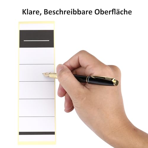 50 Stück Ordner Rückenschilder Selbstklebend – 5,4 x 19 cm Etiketten für 8 cm breite Ordner – Beschreibbare Ordnerrücken Aufkleber Weiß – Ordneretiketten für Büro, Schule, Archiv