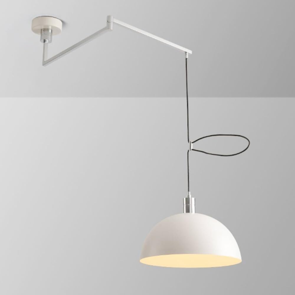 LYMSXAZOU Adjustable Swing Arm Pendant Light Fixture Modern Dome Ceiling Chandelier Semi-Circular Metal Lampshade for Dining Room Stylish Hanging Home Décor